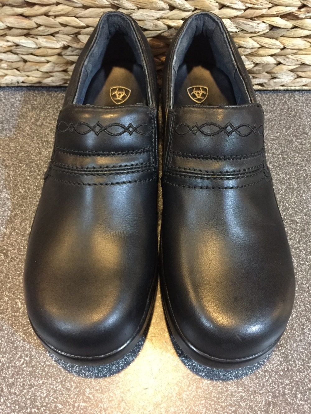 Ariat Black Leather Slip-On Clog Mules